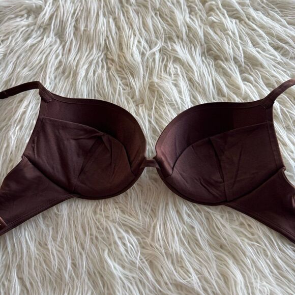 Skims Custom Fit Push-up Plunge Bra Cocoa Size 32D - Picture 5 of 6
